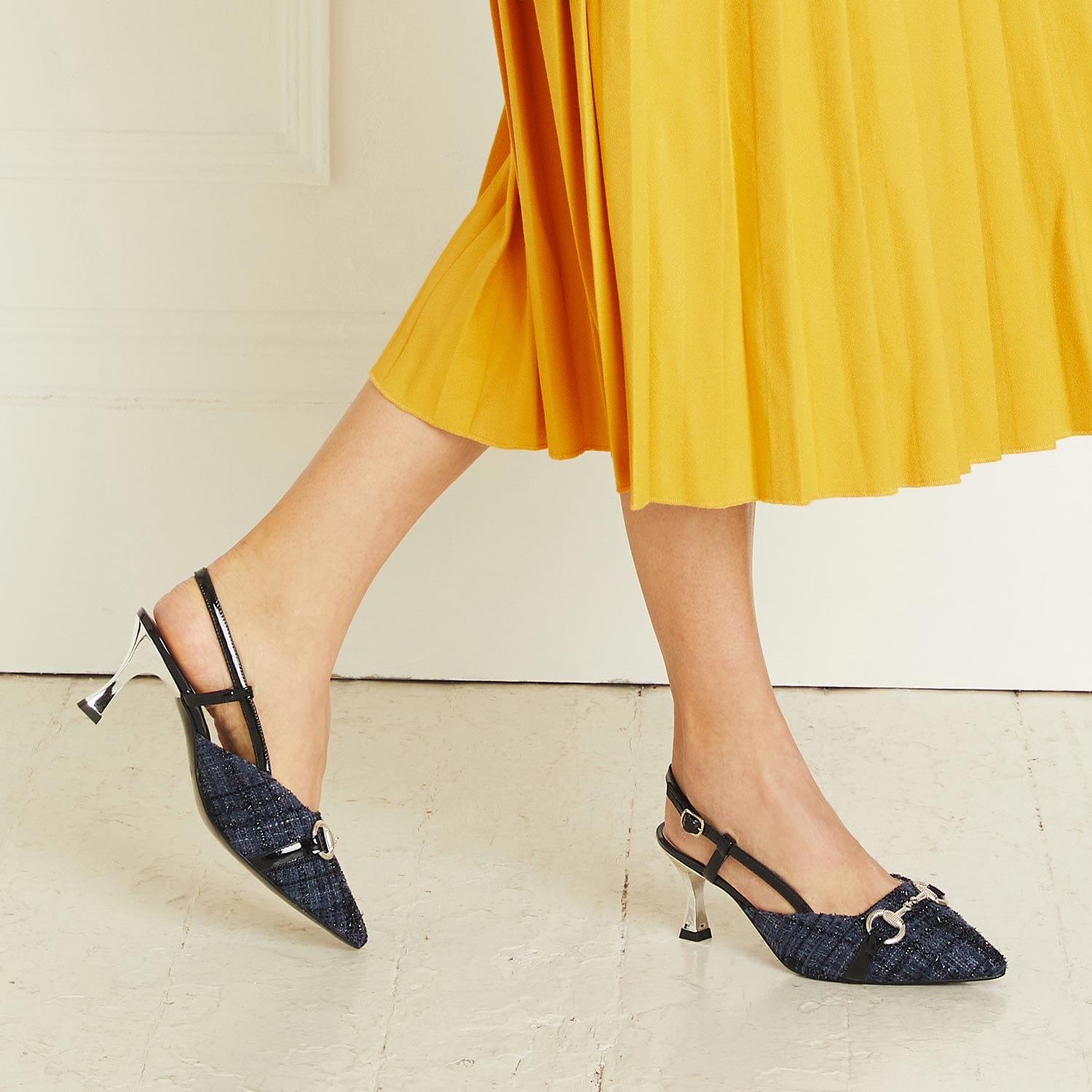 Shoes Addison: Navy Tweed & Patent Sole Bliss USA