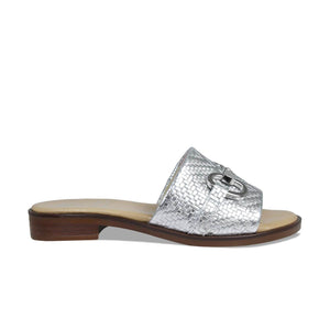 Shoes Bardot: Silver Weave Leather Sole Bliss USA