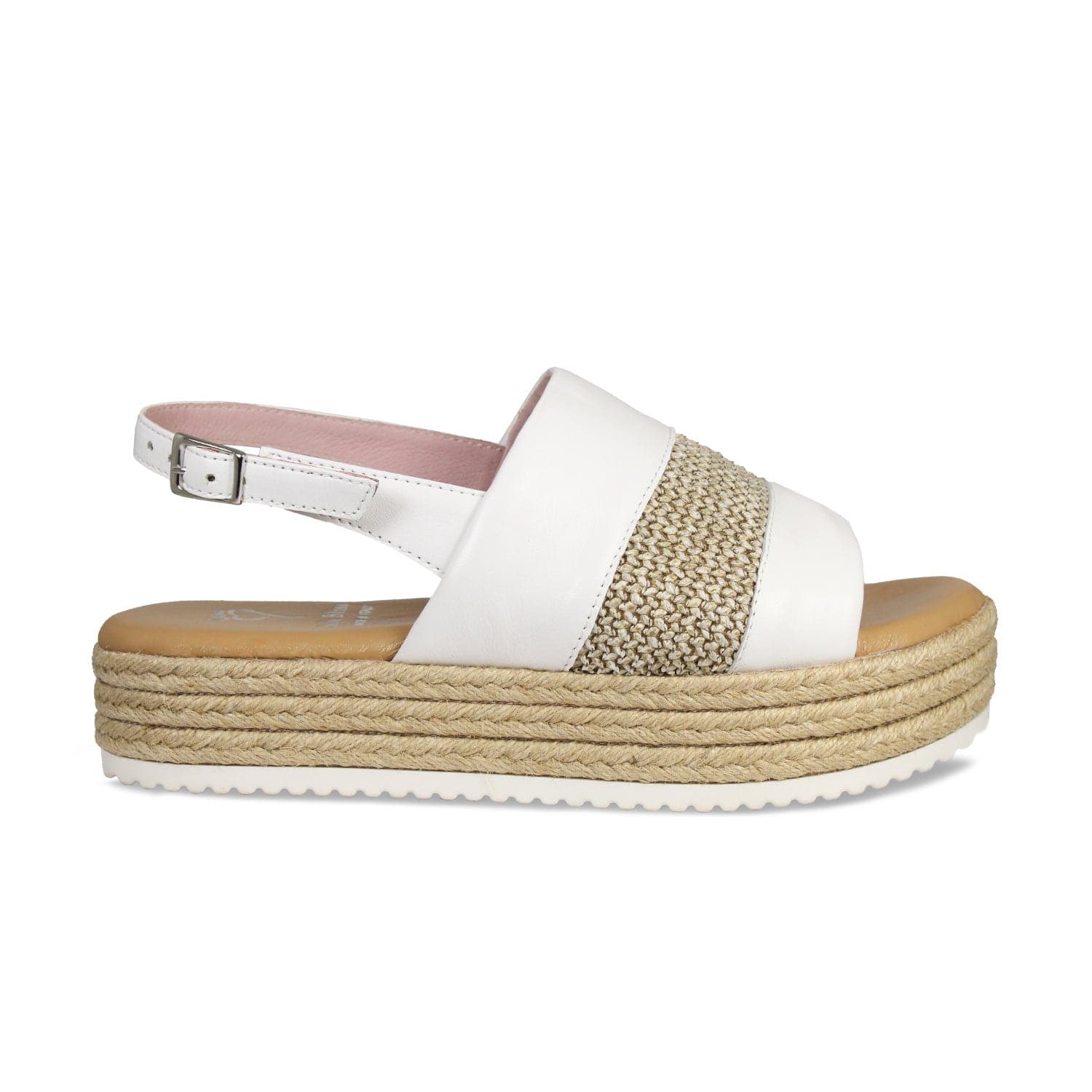 Shoes Bertie: White Leather & Raffia Sole Bliss USA