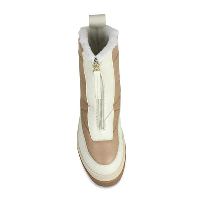 Boots Blizzard: Cream & Camel Leather & Shearling Sole Bliss USA