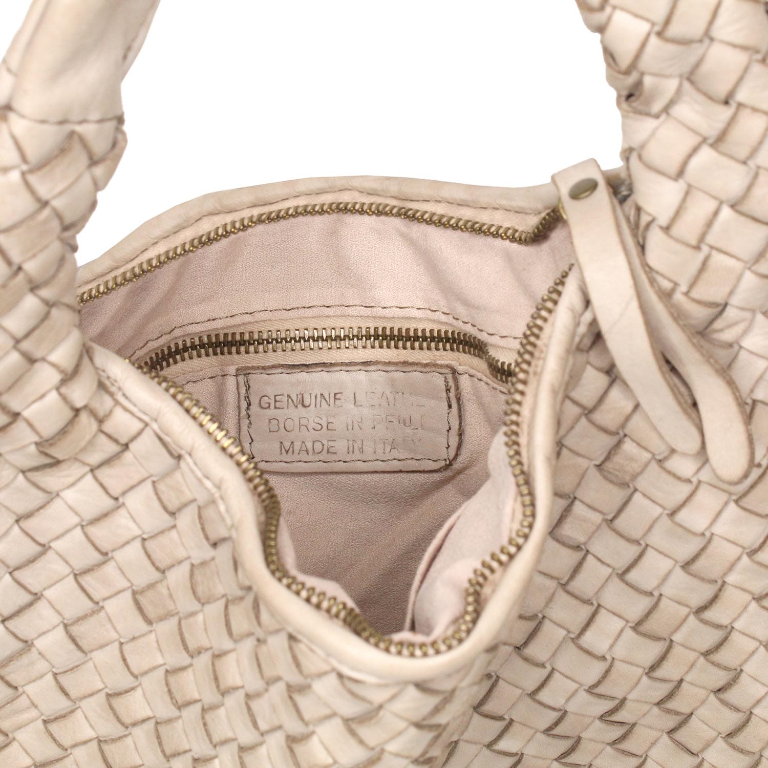 Bags Bronte: Pale Taupe Weave Leather Sole Bliss USA