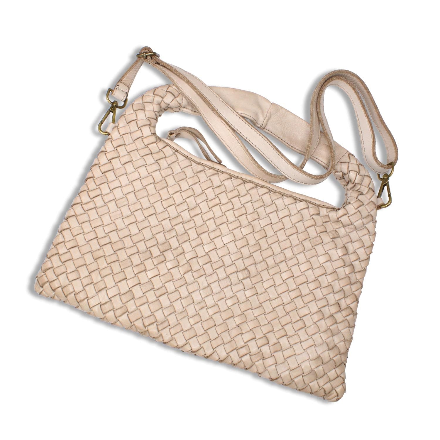 Bags Bronte: Pale Taupe Weave Leather Sole Bliss USA