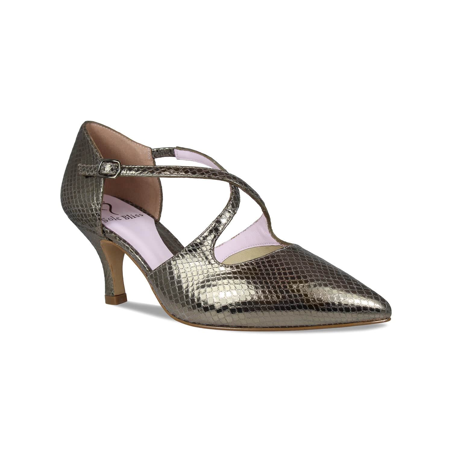 Shoes Cecilia: Bronze Snake Print Leather Sole Bliss USA
