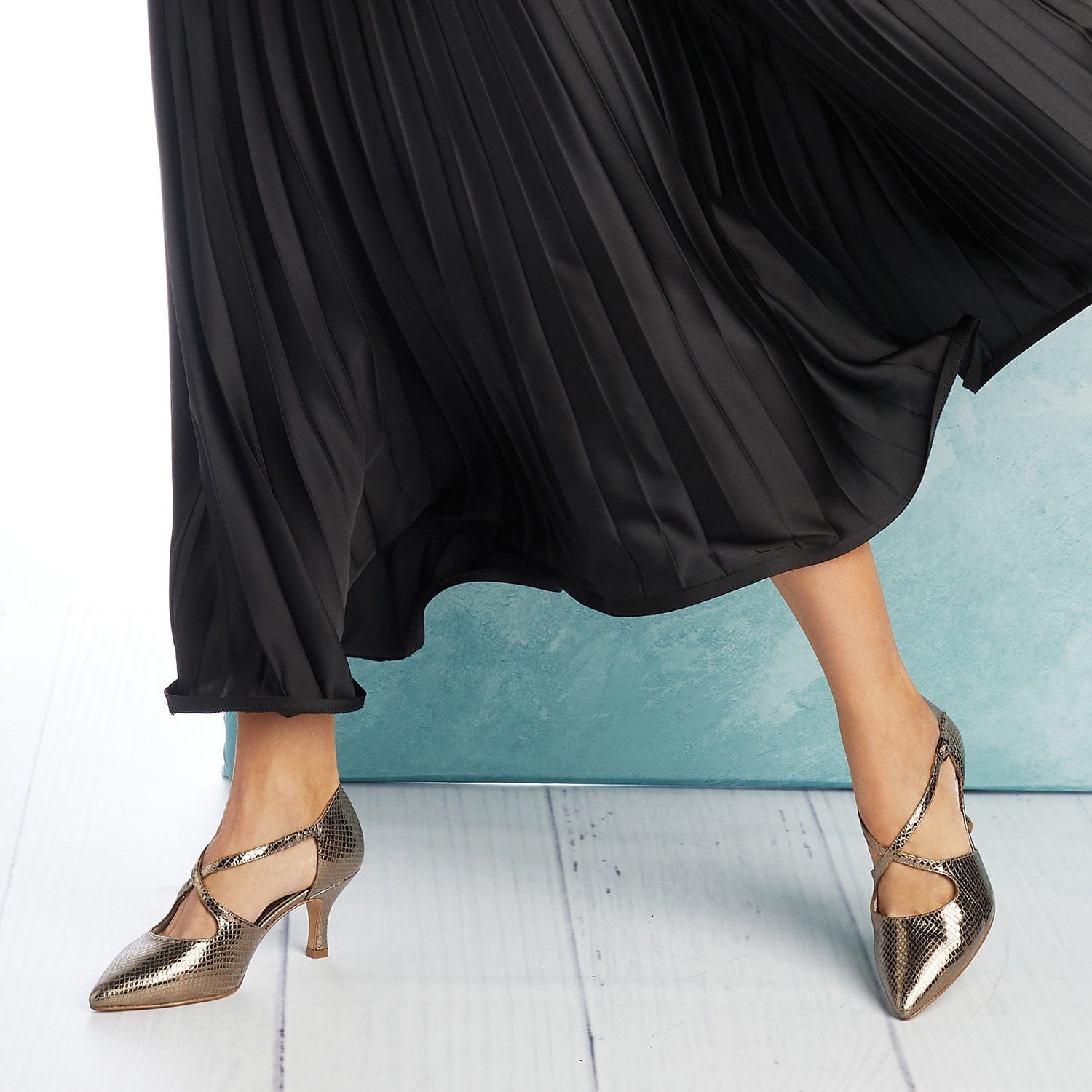 Shoes Cecilia: Bronze Snake Print Leather Sole Bliss USA