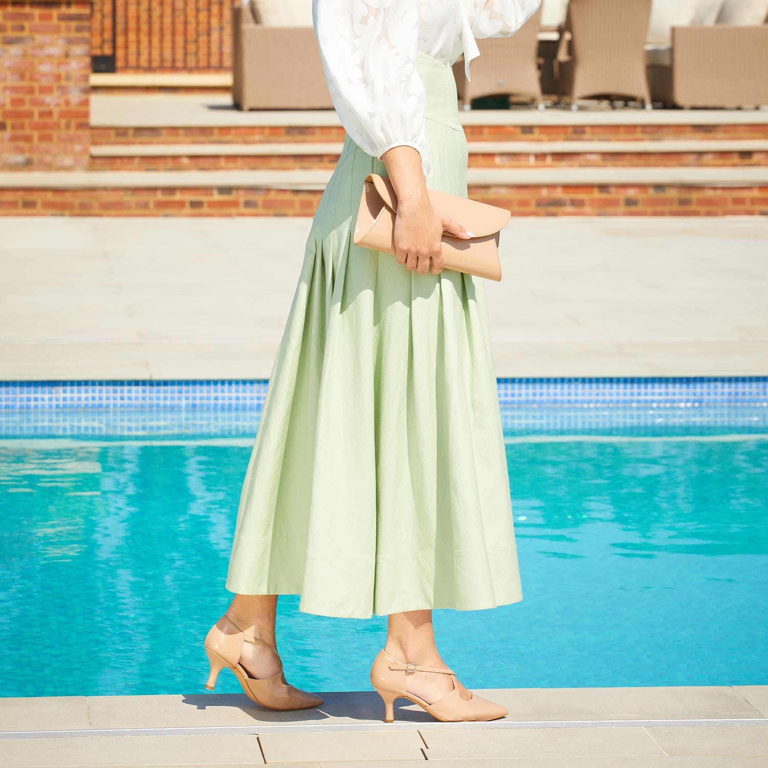 Shoes Cecilia: Sand Patent Leather Sole Bliss USA