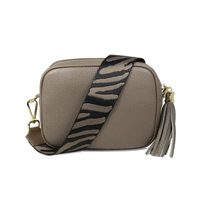 Bags Coco: Taupe Leather & Animal Print Sole Bliss USA