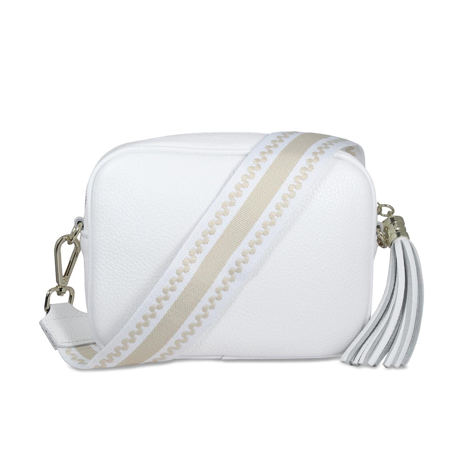 Bags Coco: White Leather & Taupe Stripe Sole Bliss USA