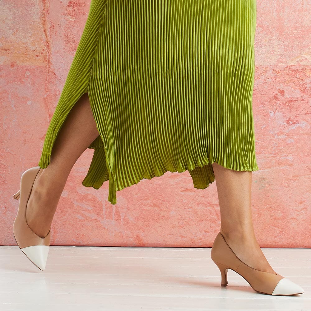 Shoes Cora: Sand & Ivory Leather Sole Bliss USA