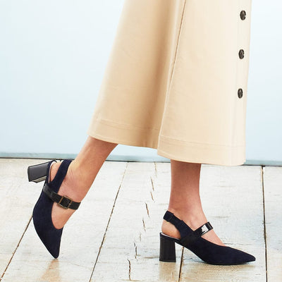 Shoes Corinne: Navy Suede & Patent Sole Bliss USA