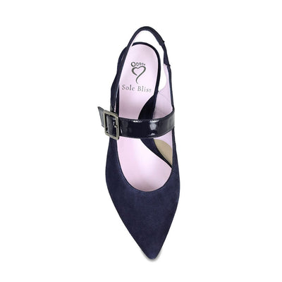 Shoes Corinne: Navy Suede & Patent Sole Bliss USA
