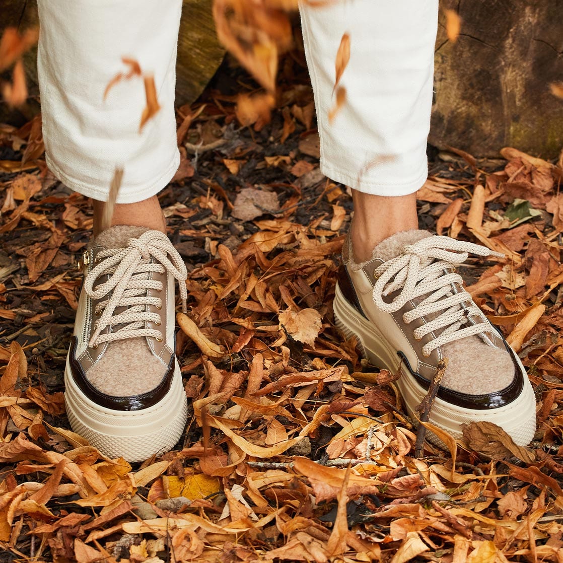 Shoes Denver: Taupe Multi Patent & Wool Lining Sole Bliss USA