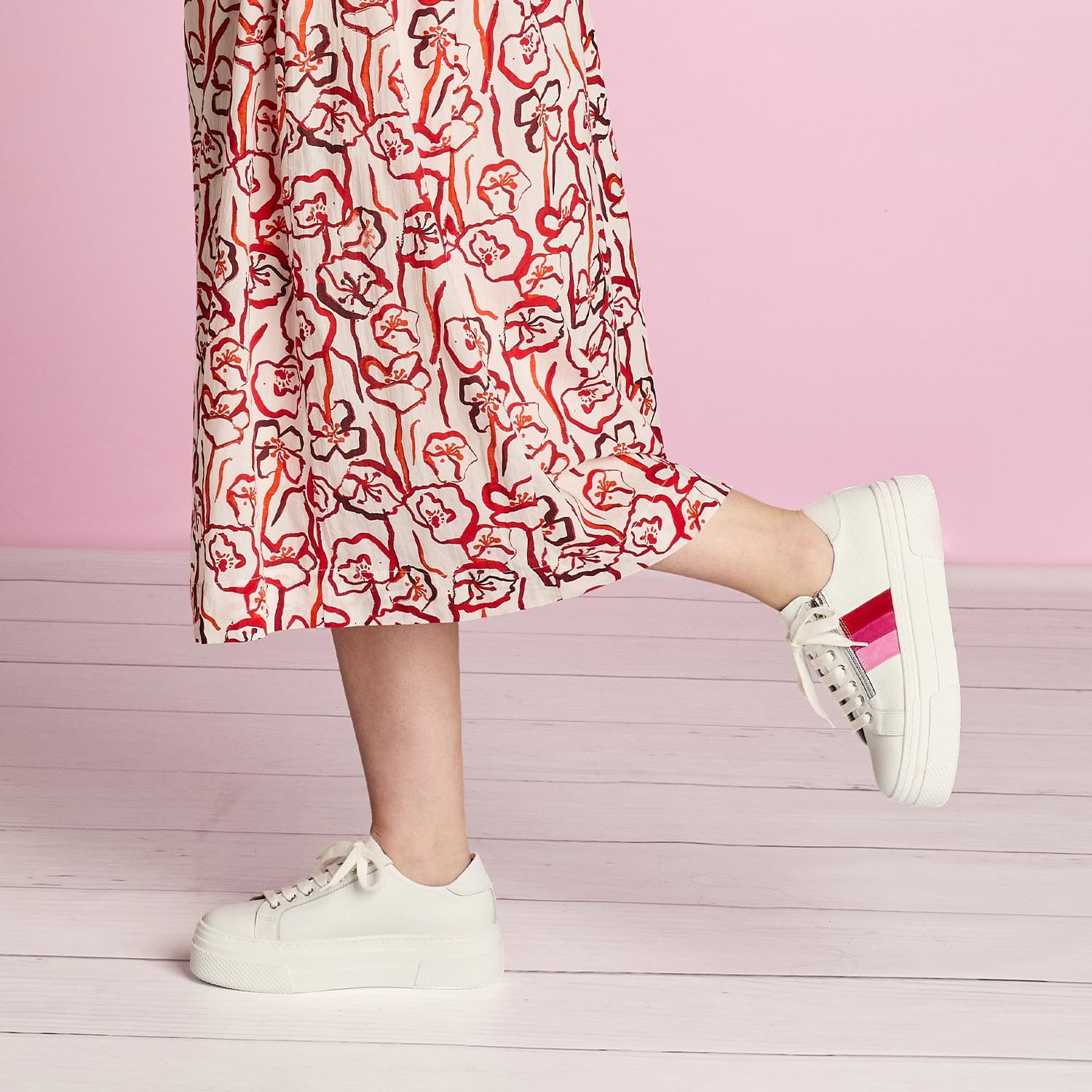 Shoes Diva: White Leather & Pink Multi Sole Bliss USA