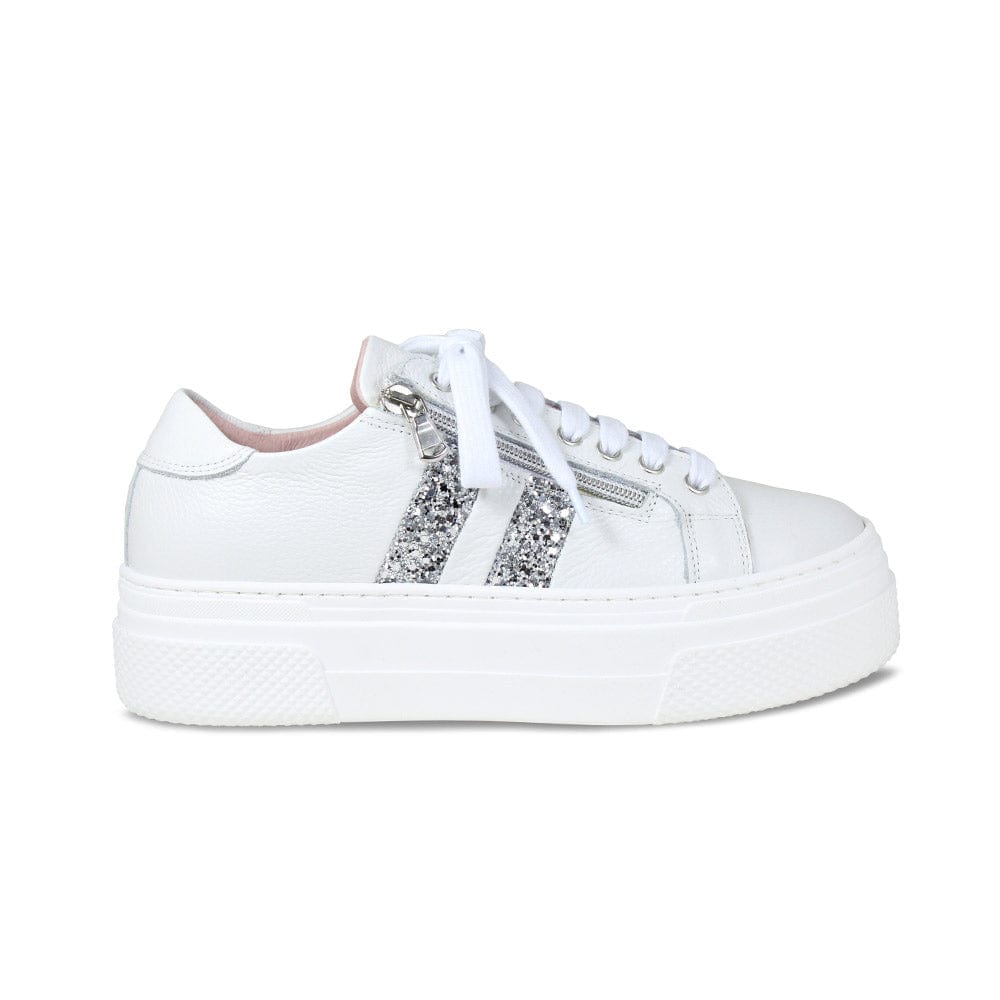 Shoes Diva: White Leather & Silver Glitter Sole Bliss USA