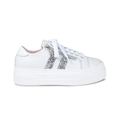 Shoes Diva: White Leather & Silver Glitter Sole Bliss USA