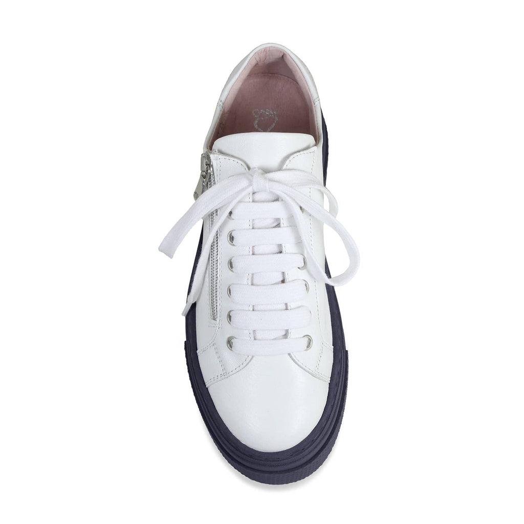 Diva: White & Navy - White Platform Sneakers For Wide Feet | Sole
