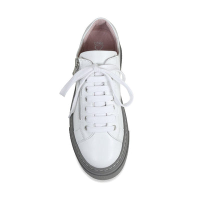Shoes Diva: White Leather & Gray Sole Bliss USA