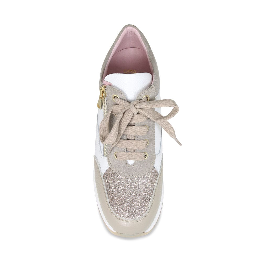 Shoes Electra: Taupe & White Leather Sole Bliss USA