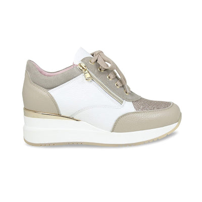 Shoes Electra: Taupe & White Leather Sole Bliss USA
