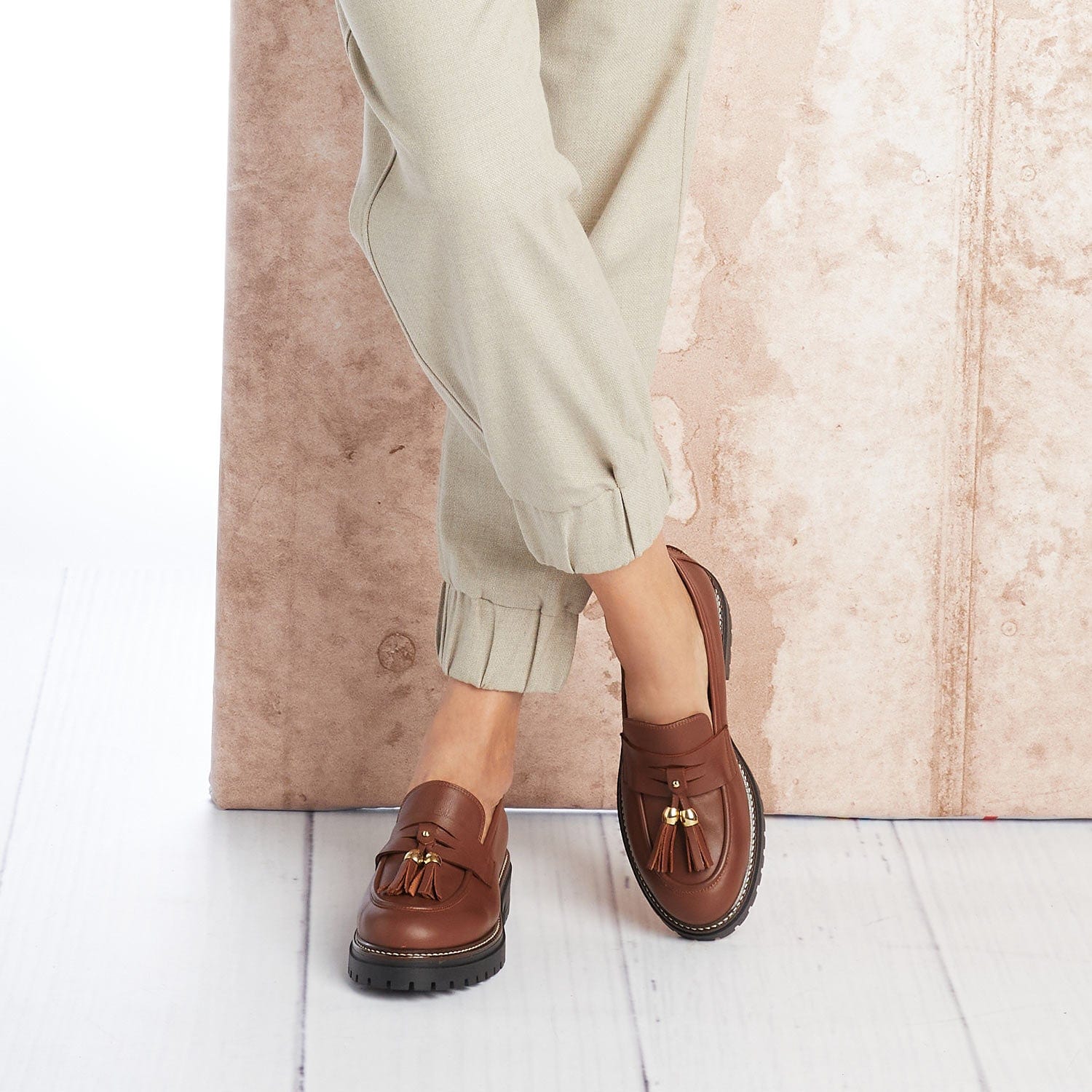 Shoes Fame: Tan Leather Sole Bliss USA