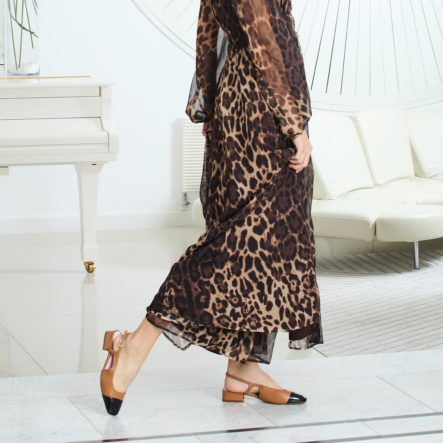 Shoes Farrah: Tan Leather & Black Patent Sole Bliss USA