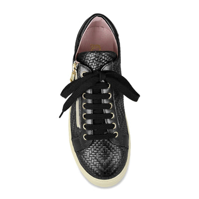 Shoes Feather: Black Leather Weave Sole Bliss USA