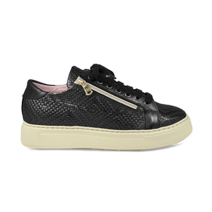 Shoes Feather: Black Leather Weave Sole Bliss USA