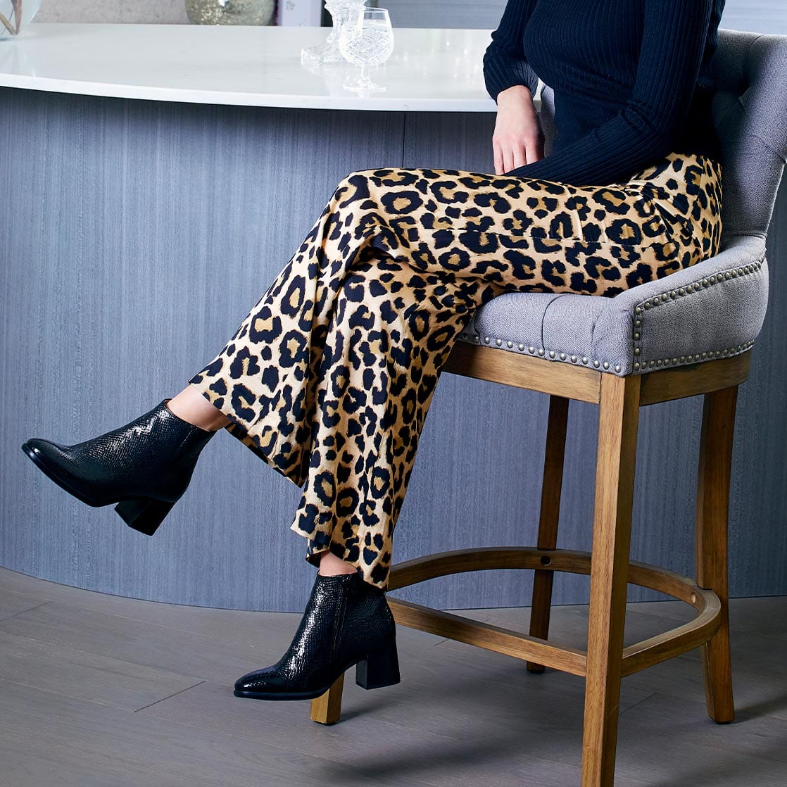 Boots Frankie: Black Snake Print Leather Sole Bliss USA