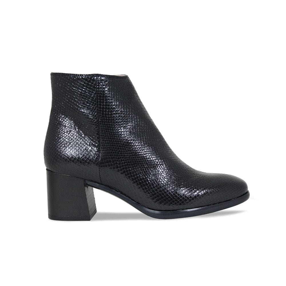 Boots Frankie: Black Snake Print Leather Sole Bliss USA