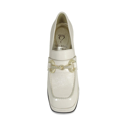 Boots Genevieve: Cream Patent Leather Sole Bliss USA