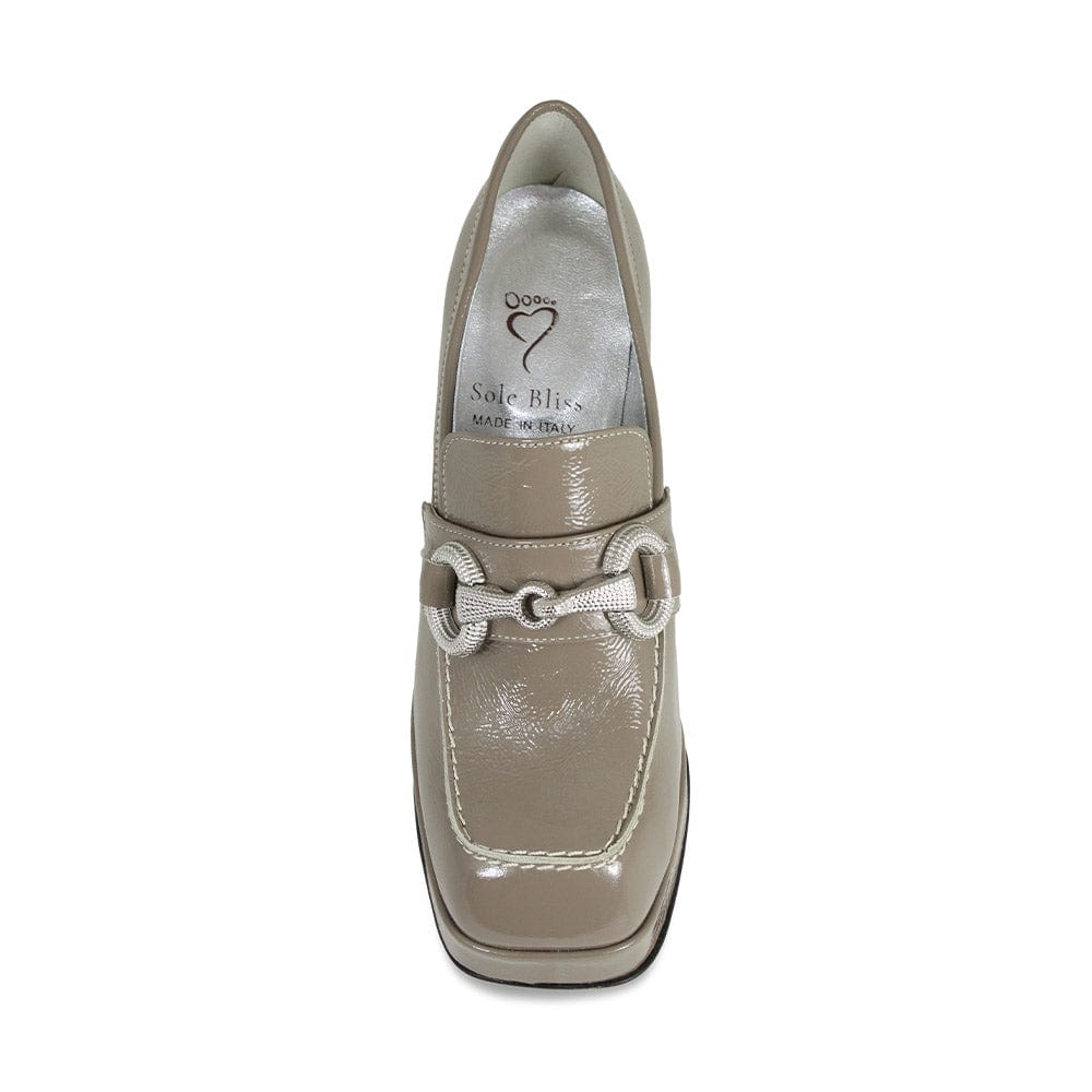 Boots Genevieve: Taupe Patent Leather Sole Bliss USA