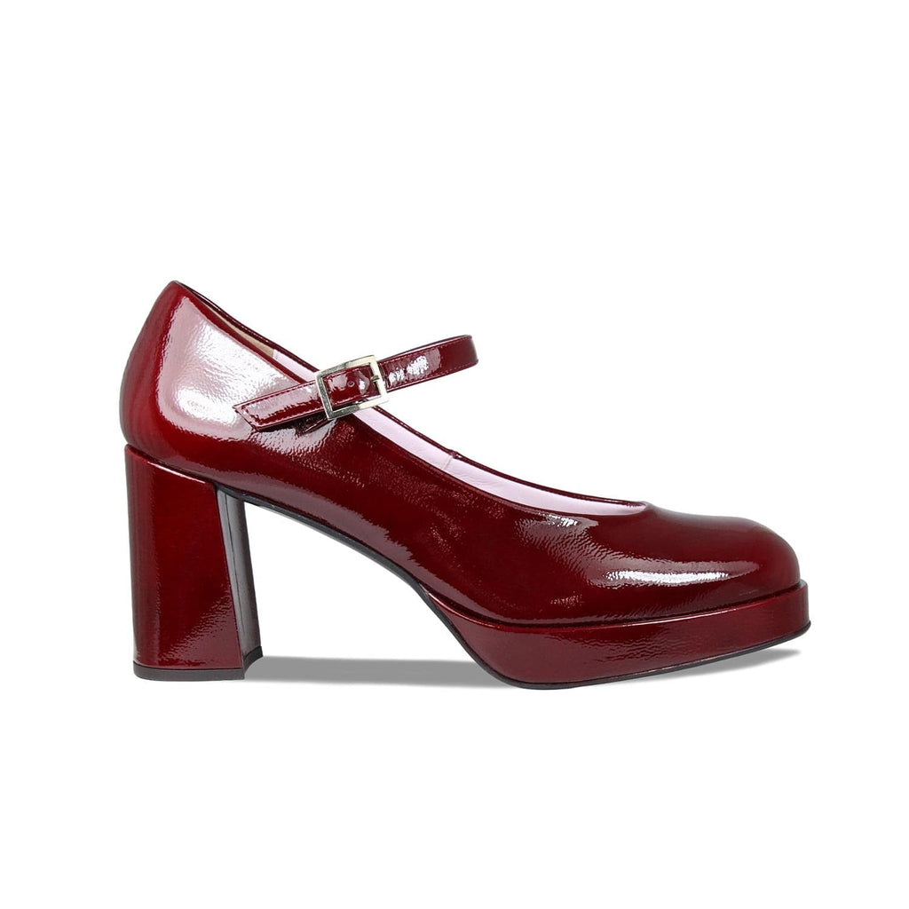 Gerri: Burgundy Patent – Mary Jane Platform Heels | Sole Bliss