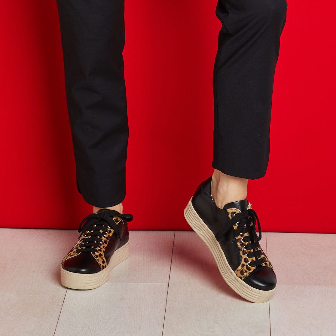 Shoes Hampton: Black Leather & Luxe Leopard Sole Bliss USA