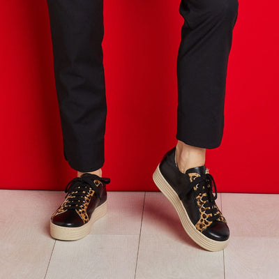 Shoes Hampton: Black Leather & Luxe Leopard Sole Bliss USA