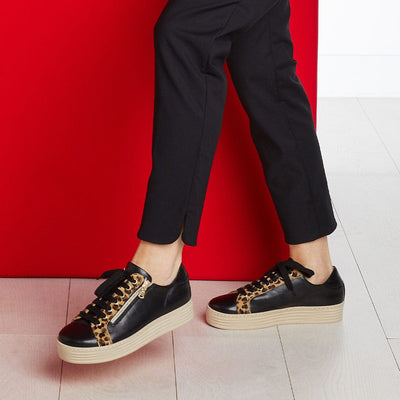 Shoes Hampton: Black Leather & Luxe Leopard Sole Bliss USA
