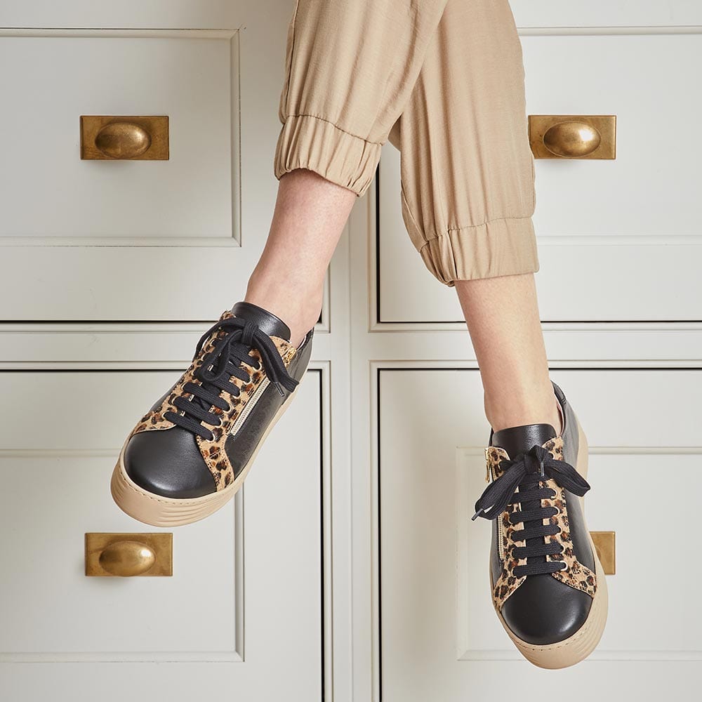 Shoes Hampton: Black Leather & Luxe Leopard Sole Bliss USA