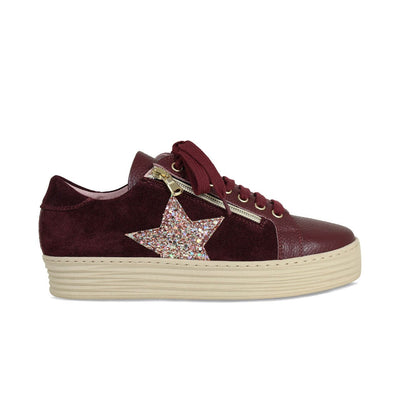 Shoes Hampton Star: Burgundy Leather & Glitter Sole Bliss USA
