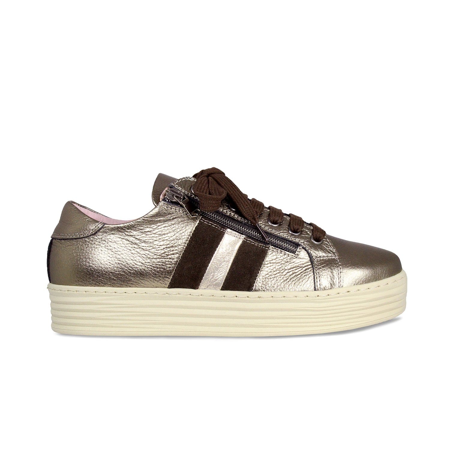 Shoes Hampton Stripe: Bronze Leather Sole Bliss USA