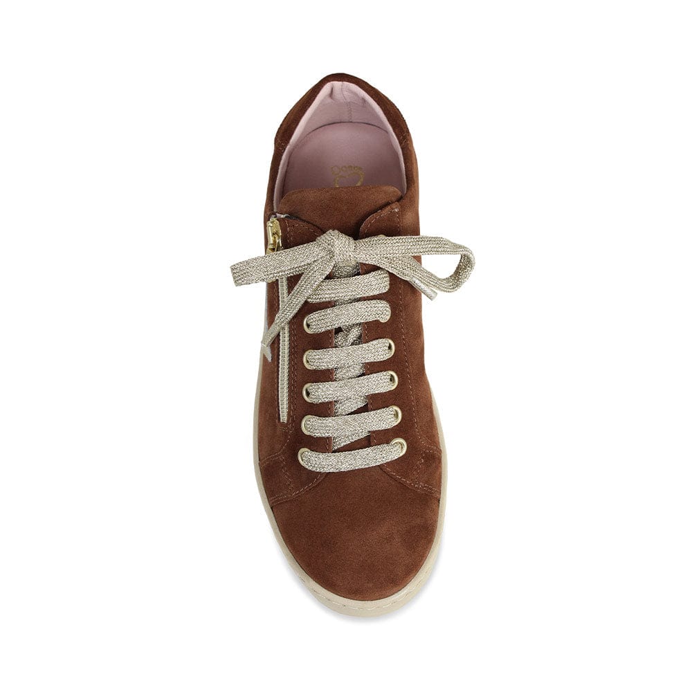 Shoes Hampton Star: Chestnut Suede & Gold Sole Bliss USA