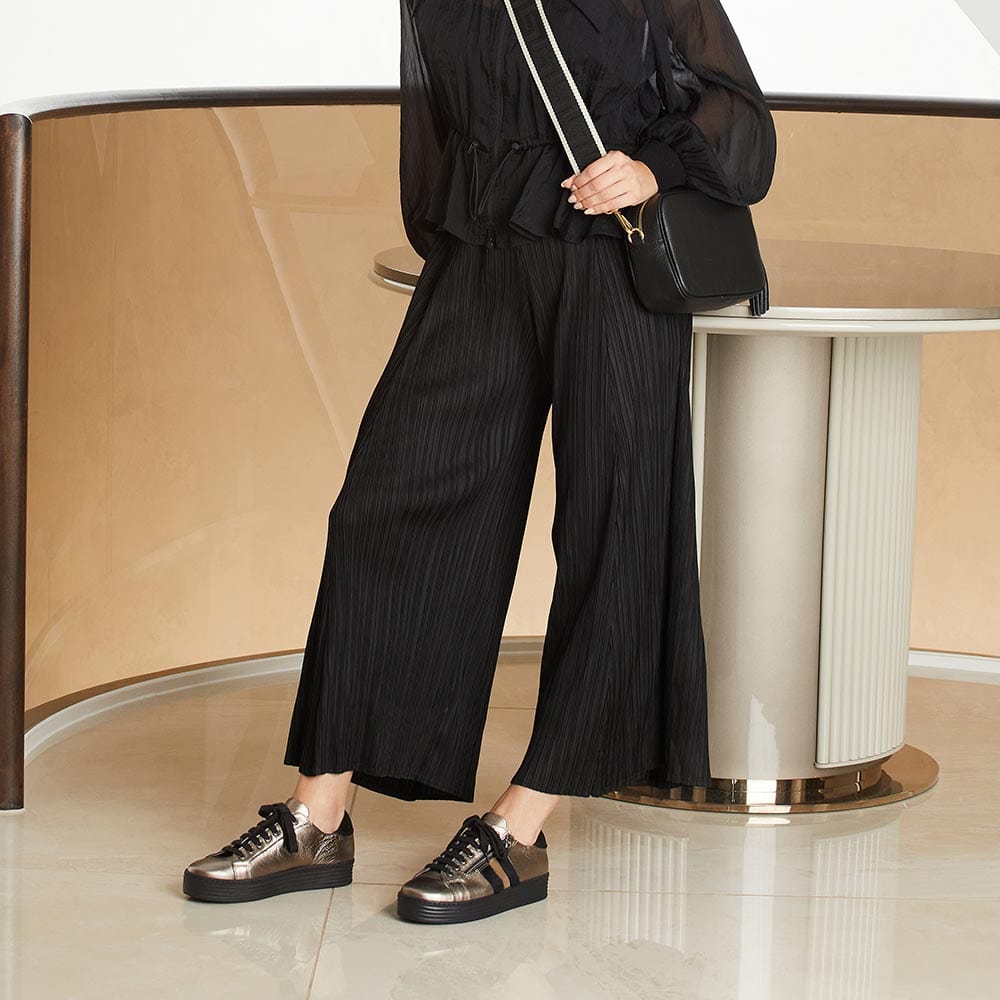 Shoes Harley Stripe: Bronze Leather & Luxe Pony Sole Bliss USA