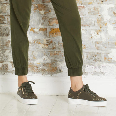 Shoes Haven: Olive Leather Sole Bliss USA