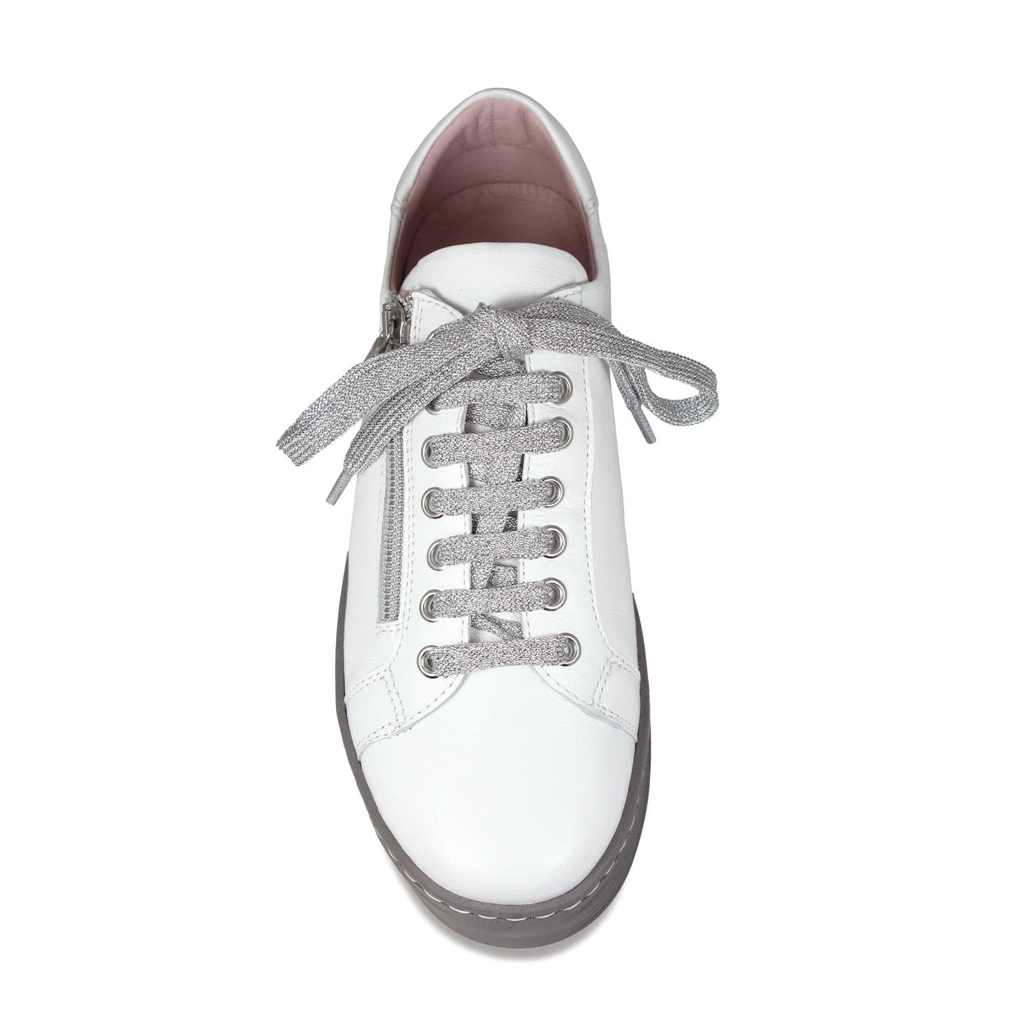 Shoes Hero: White Leather & Gray Sole Bliss USA
