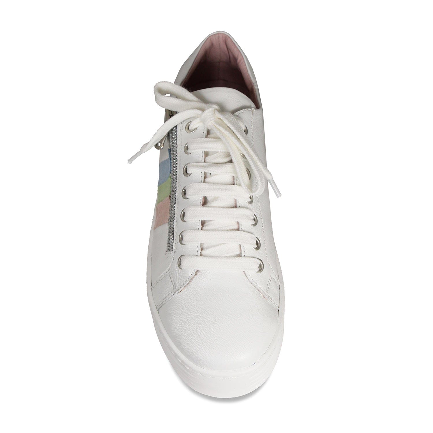 Shoes Hero-Stripe: White Leather & Multi Pastel Sole Bliss USA