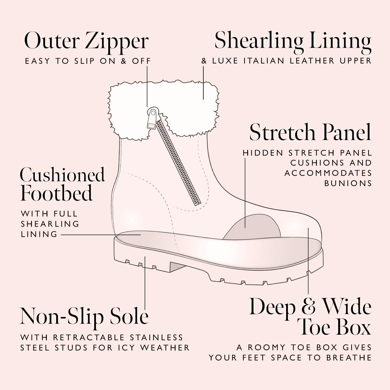 Boots Wonder: Black Leather & Shearling Sole Bliss USA