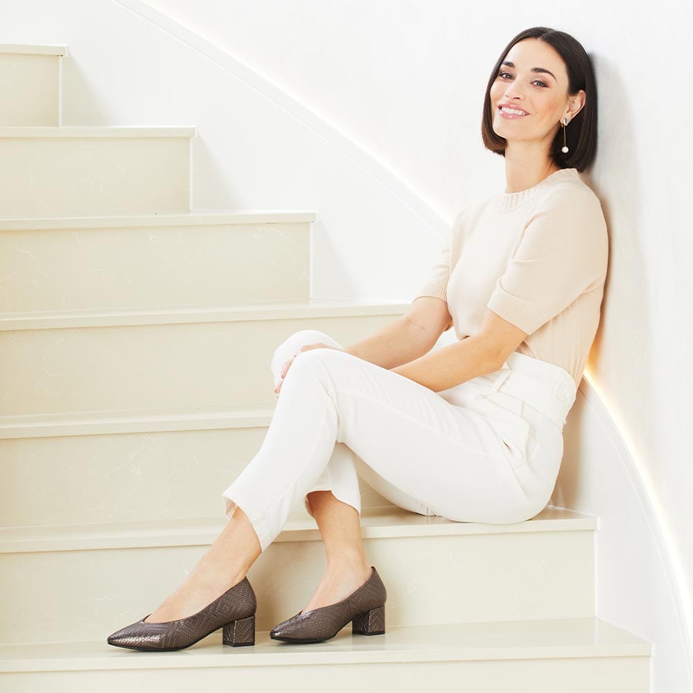 Shoes Ingrid: Bronze Weave Leather Sole Bliss USA