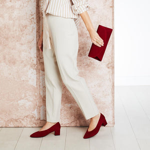 Shoes Ingrid: Cherry Red Suede Sole Bliss USA