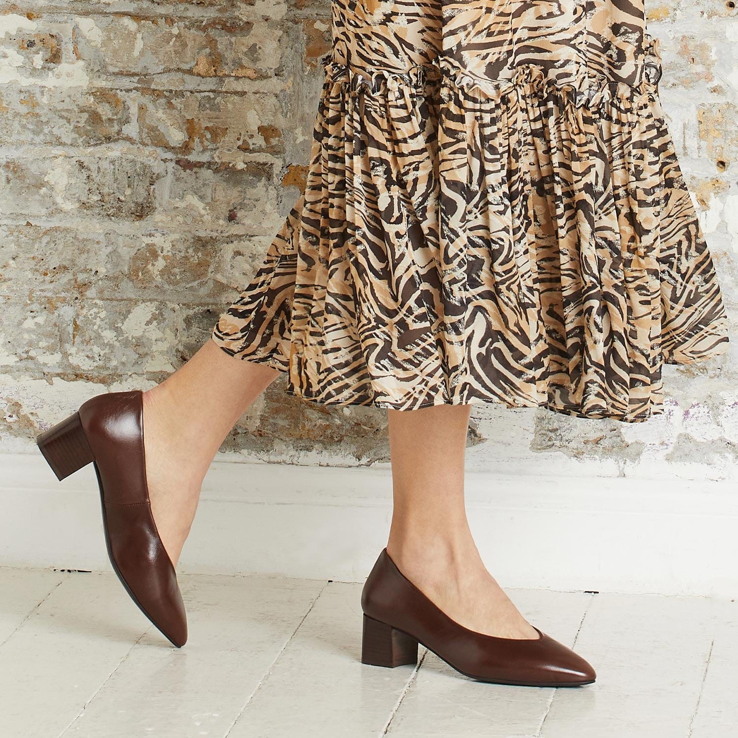 Shoes Ingrid: Chestnut Leather Sole Bliss USA