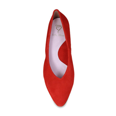 Shoes Ingrid: Coral Red Suede Sole Bliss USA