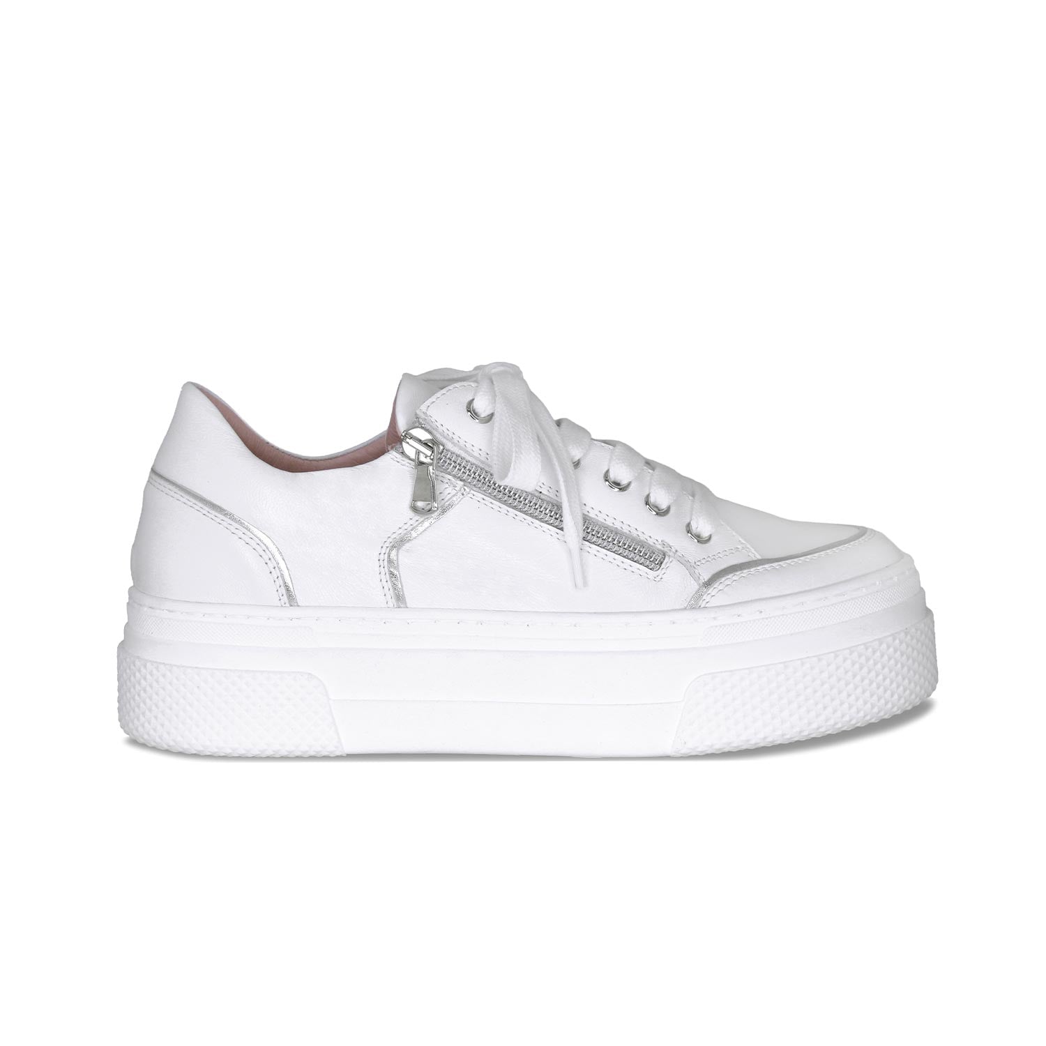 Shoes Jazz: White Leather & Silver Sole Bliss USA