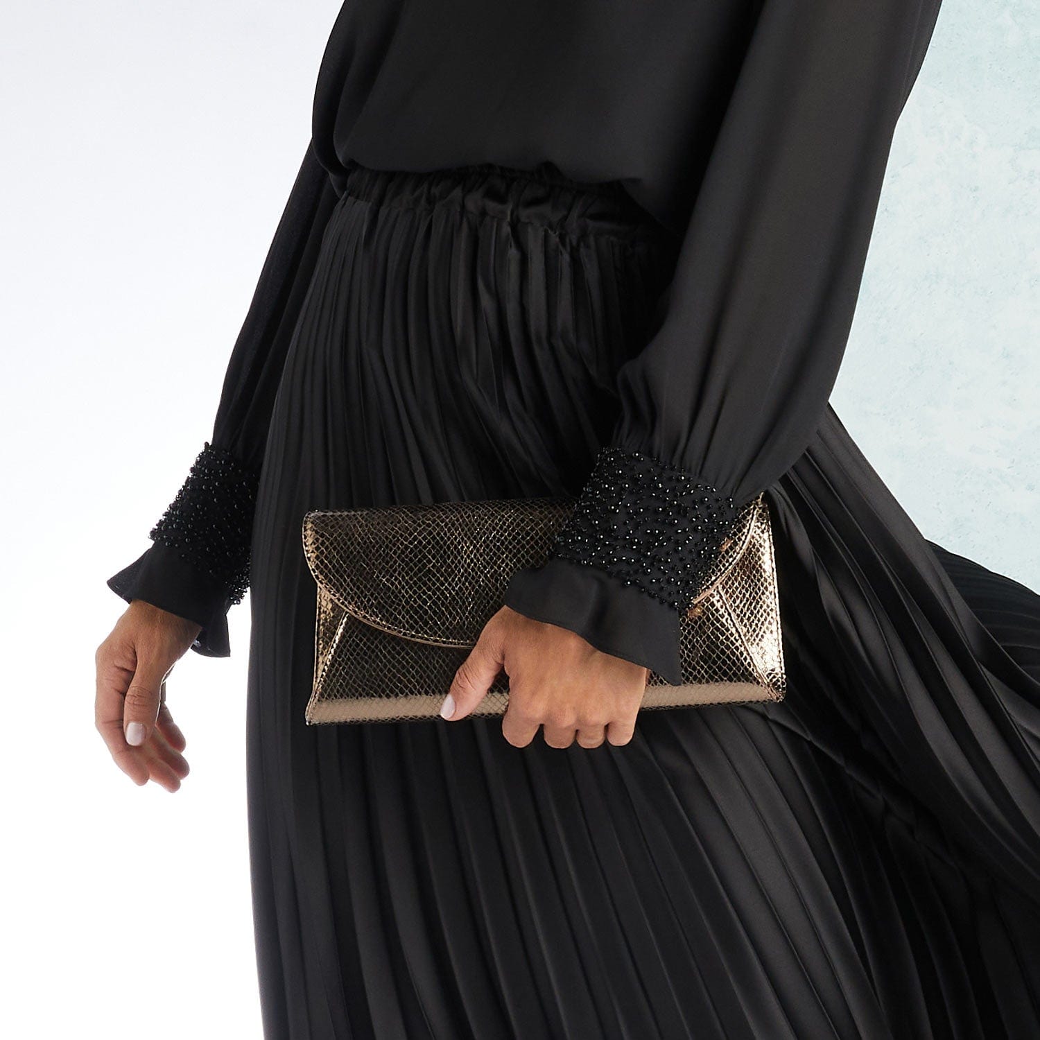 Bags PRE ORDER - Jenna: Bronze Snake Print Leather Sole Bliss USA