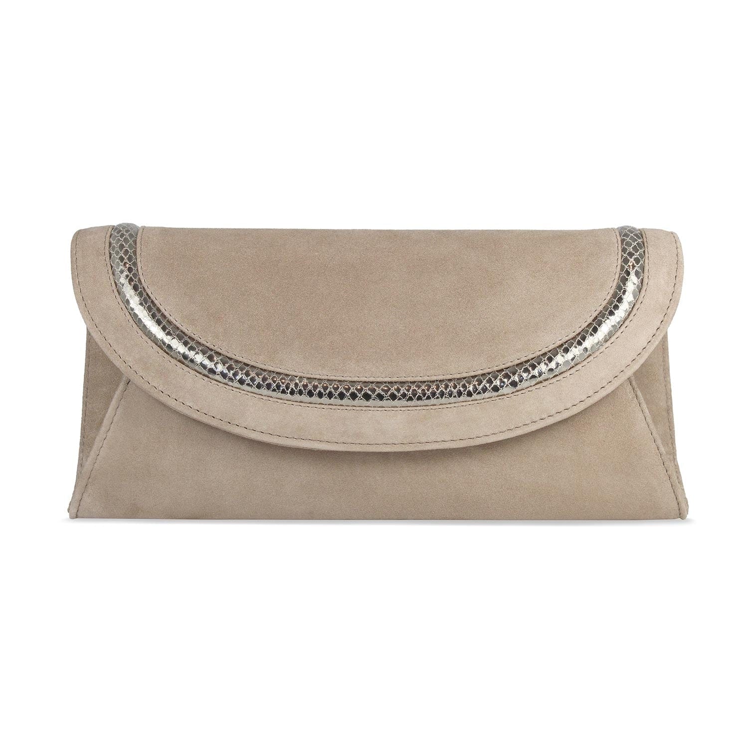 Bags Jessie: Taupe Suede & Snake Print Leather Sole Bliss USA